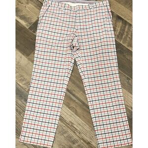 Louis Castel Men's Red White Blue Plaid Golf Ankle Pants Size 35x28